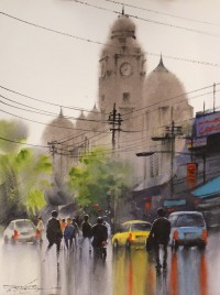 Sarfraz Musawir, 11 x 15 Inch, Watercolor on Paper, Cityscape Painting, AC-SAR-151